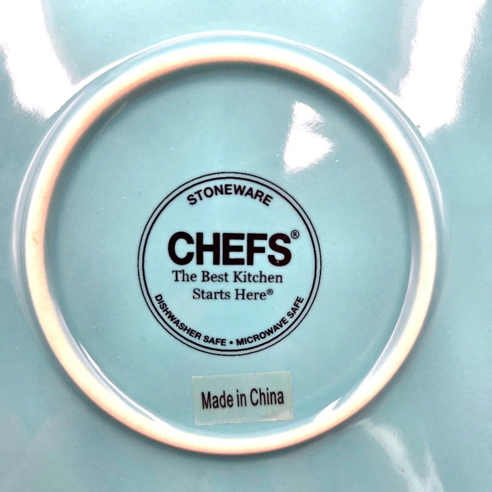 CHEFS 3-Piece Round Stoneware Set Blue Yellow Orange 1.2 qt-2.5 qt-3.5 qt.